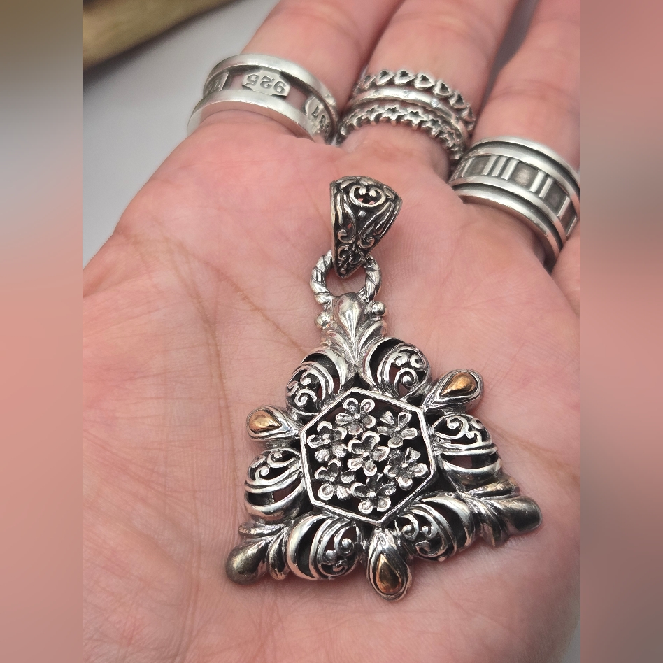 Sarda 925 Sterling Silver 18k Yellow Gold Pendant 175$